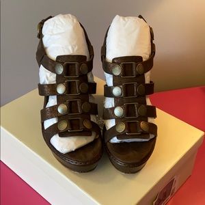 Coach Bronze Wedge Strappy Sandal